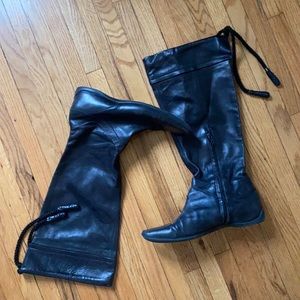 Tall black leather boots for women